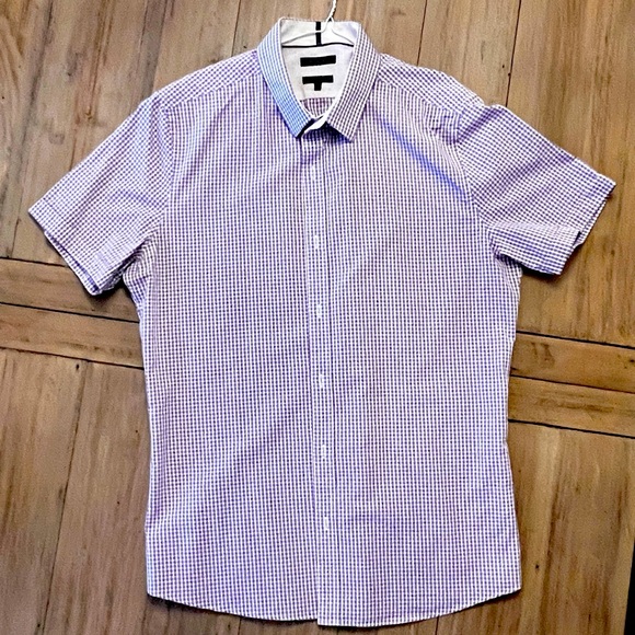 RW&CO Purple Gingham shirt Slim Fit - Picture 1 of 6